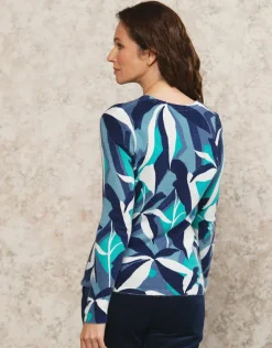 Christine Laure Pulls|Maille*Pull imprimé bleu vert