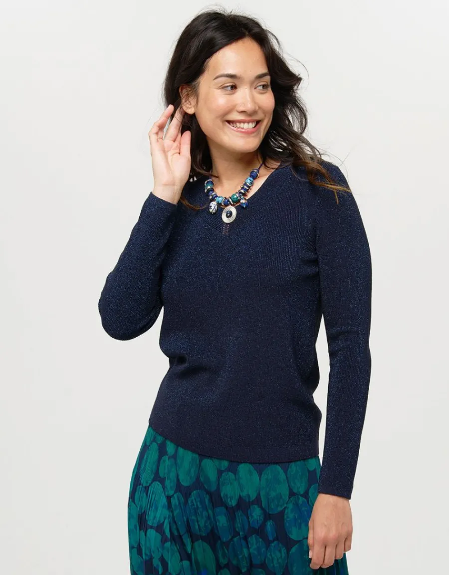 Christine Laure Pulls|Maille*Pull irisé bleu marine