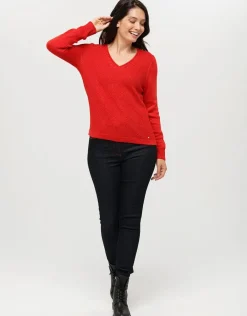 Christine Laure Pulls|Maille*Pull irisé rouge