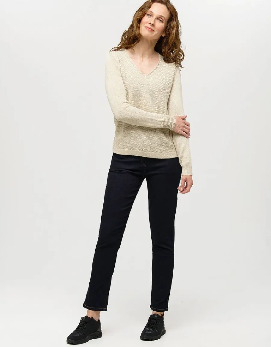 Christine Laure Pulls|Maille*Pull maille beige fils or