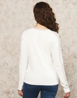 Christine Laure Pulls|Maille*Pull maille strass écru