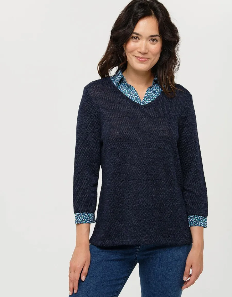 Christine Laure Pulls|Maille*Pull marine col V