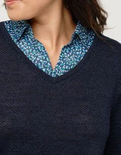 Christine Laure Pulls|Maille*Pull marine col V