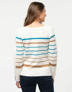 Christine Laure Pulls|Maille*Pull marinière écru lagon