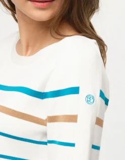 Christine Laure Pulls|Maille*Pull marinière écru lagon