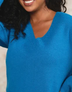 Christine Laure Pulls|Maille*Pull mélange laine bleu