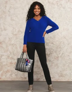 Christine Laure Pulls|Maille*Pull mélange laine bleu