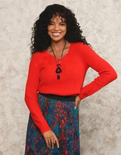 Christine Laure Pulls|Maille*Pull mélange laine rouge