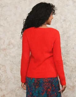 Christine Laure Pulls|Maille*Pull mélange laine rouge