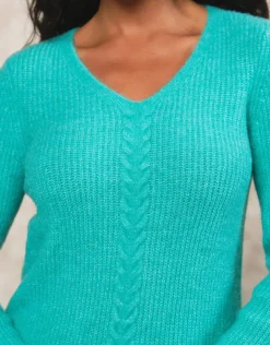 Christine Laure Pulls|Maille*Pull mélange laine vert