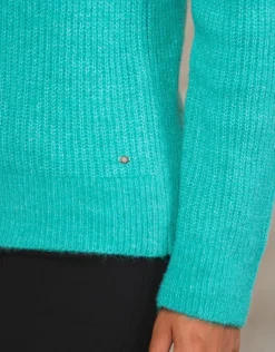 Christine Laure Pulls|Maille*Pull mélange laine vert