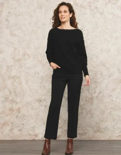 Christine Laure Pulls|Maille*Pull noir encolure bateau