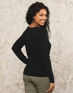 Christine Laure Pulls|Maille*Pull noir maille ajourée