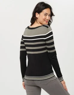 Christine Laure Pulls|Maille*Pull noir rayé