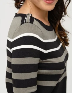 Christine Laure Pulls|Maille*Pull noir rayé