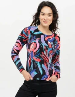 Christine Laure Pulls|Maille*Pull noir rose à motifs