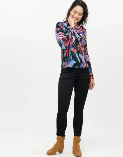 Christine Laure Pulls|Maille*Pull noir rose à motifs