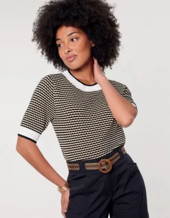 Christine Laure Pulls|Maille*Pull rayé beige