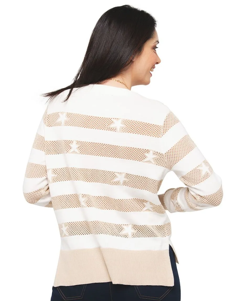 Christine Laure Pulls|Maille*Pull rayé beige écru