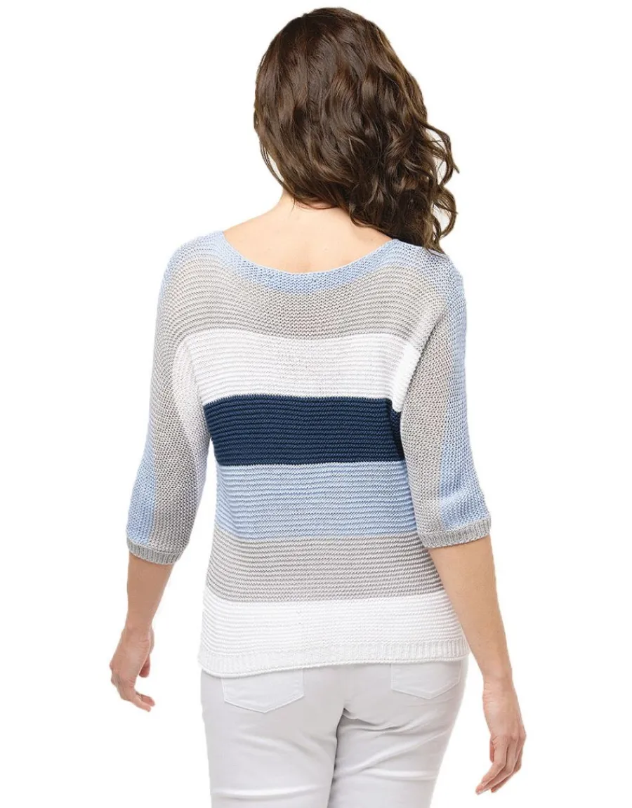 Christine Laure Pulls|Maille*Pull rayé ciel marine