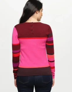 Christine Laure Pulls|Maille*Pull rayé fuchsia prune
