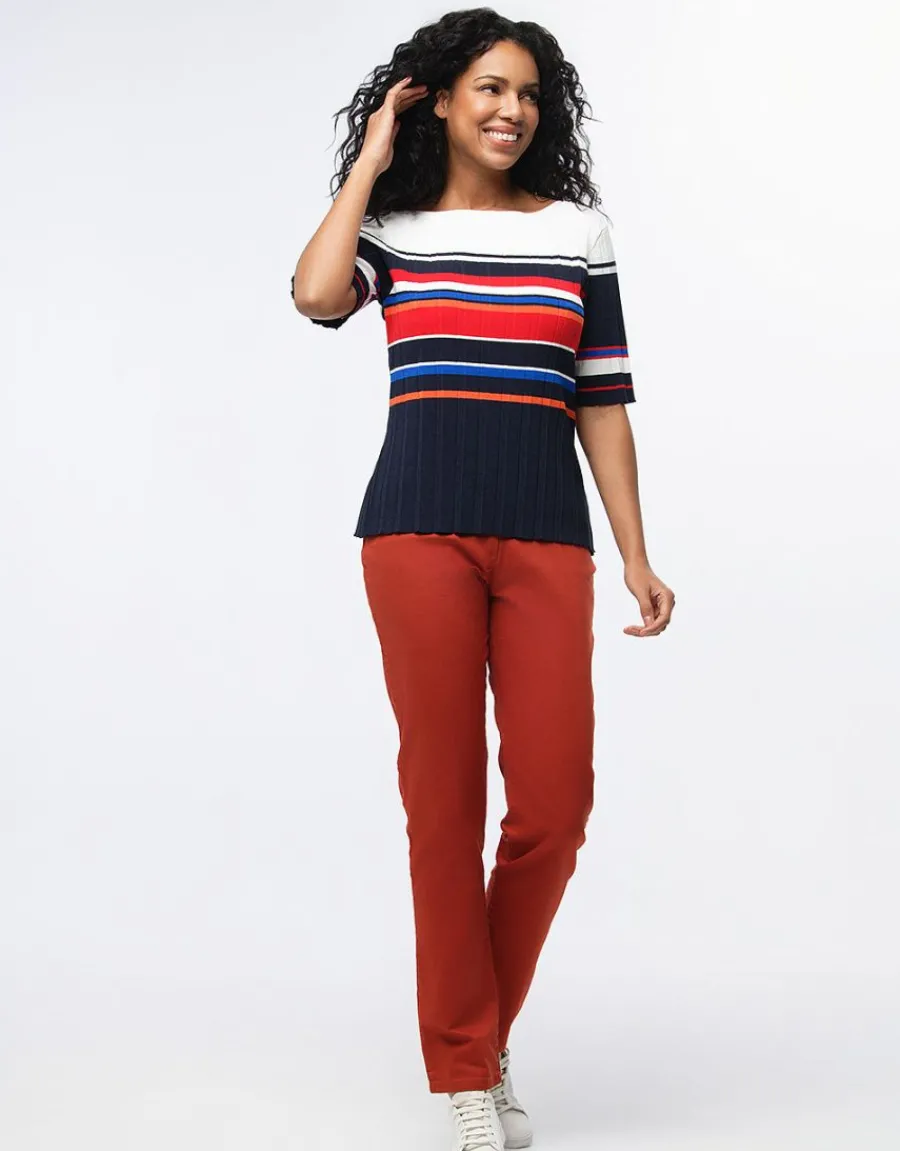 Christine Laure Pulls|Maille*Pull rayé manches courtes