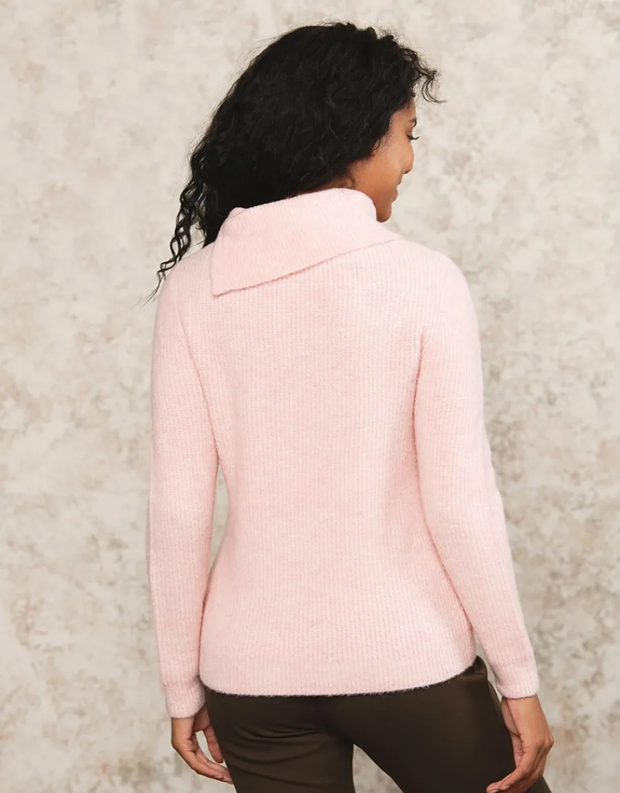 Christine Laure Pulls|Maille*Pull rose col montant