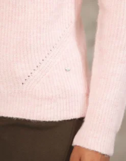 Christine Laure Pulls|Maille*Pull rose col montant