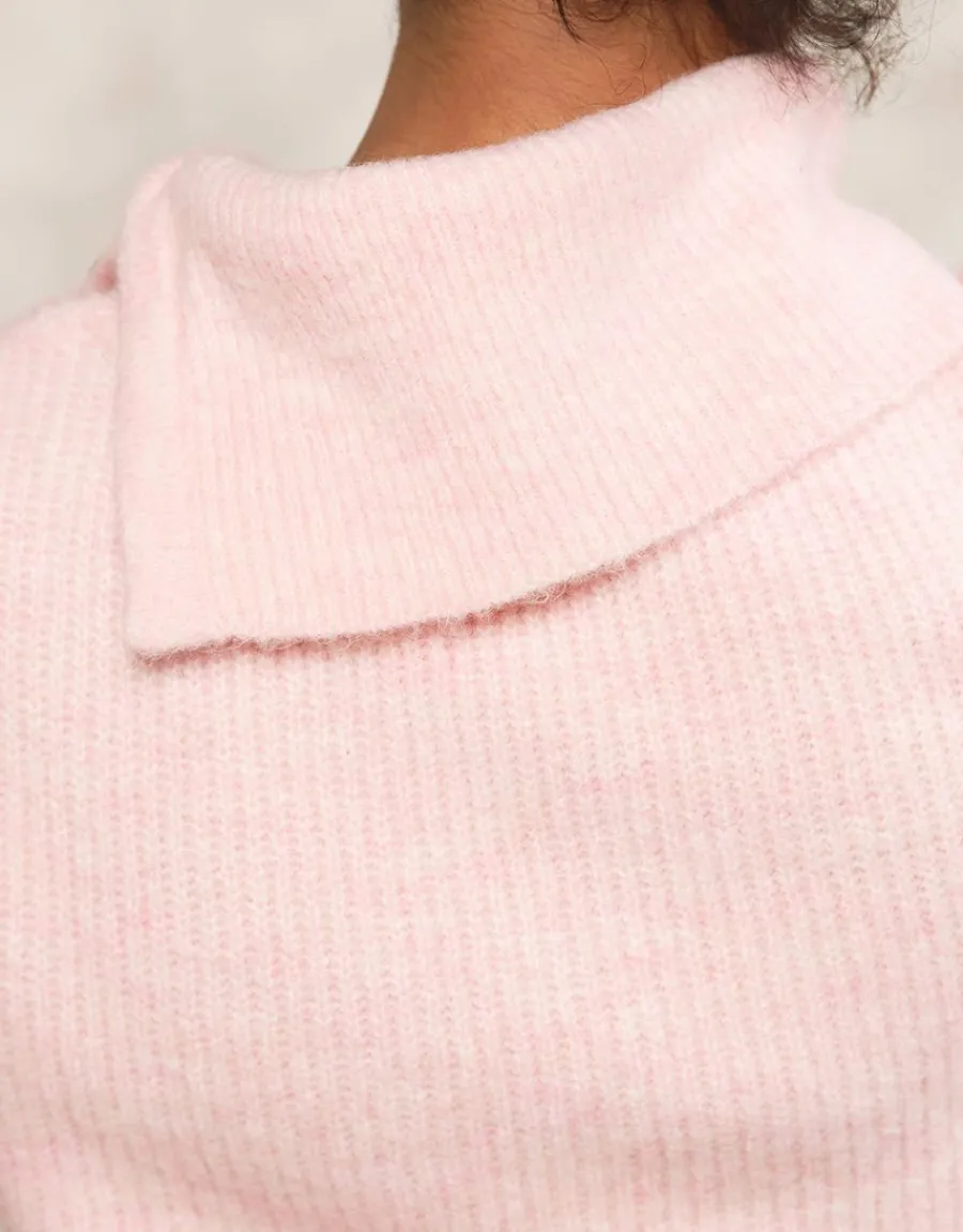 Christine Laure Pulls|Maille*Pull rose col montant