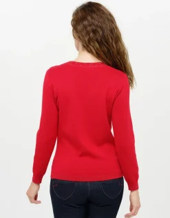 Christine Laure Pulls|Maille*Pull rouge col irisé