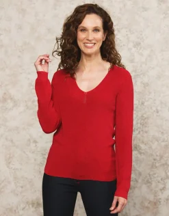 Christine Laure Pulls|Maille*Pull rouge maille ajourée