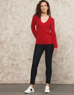 Christine Laure Pulls|Maille*Pull rouge maille ajourée