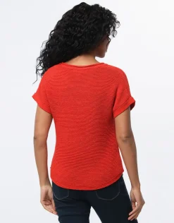 Christine Laure Pulls|Maille*Pull rouge manche courte