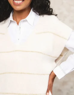 Christine Laure Pulls|Maille*Pull sans manches blanc
