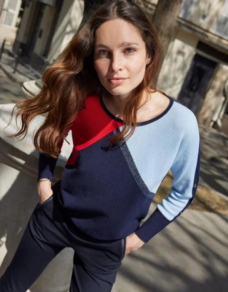 Christine Laure Pulls|Maille*Pull tricolore ample