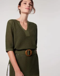 Christine Laure Pulls|Maille*Pull tunique kaki