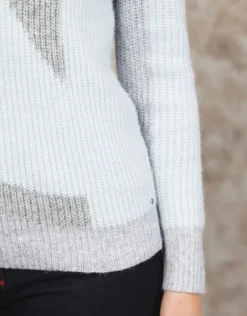 Christine Laure Pulls|Maille*Pull V bleu et gris