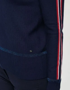 Christine Laure Pulls|Maille*Pull V marine sport chic