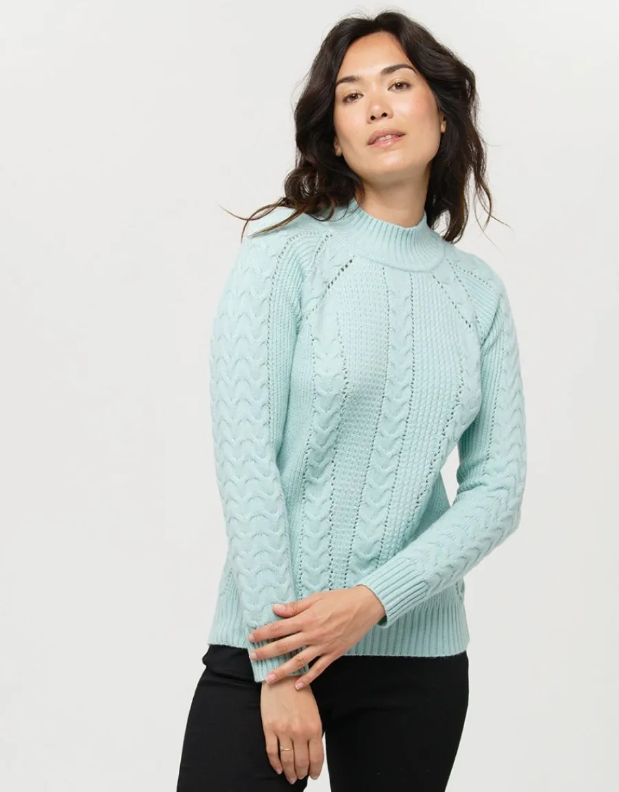 Christine Laure Pulls|Maille*Pull vert d'eau torsades
