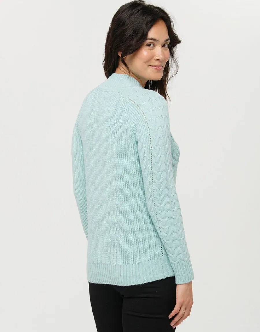 Christine Laure Pulls|Maille*Pull vert d'eau torsades