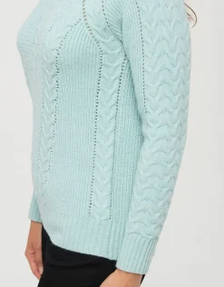 Christine Laure Pulls|Maille*Pull vert d'eau torsades