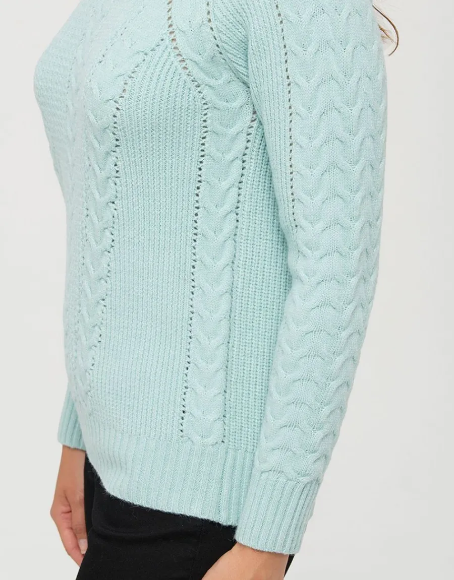 Christine Laure Pulls|Maille*Pull vert d'eau torsades