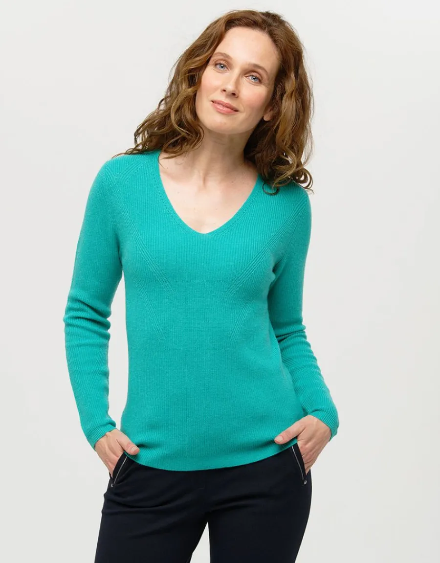 Christine Laure Pulls|Maille*Pull vert laine cachemire