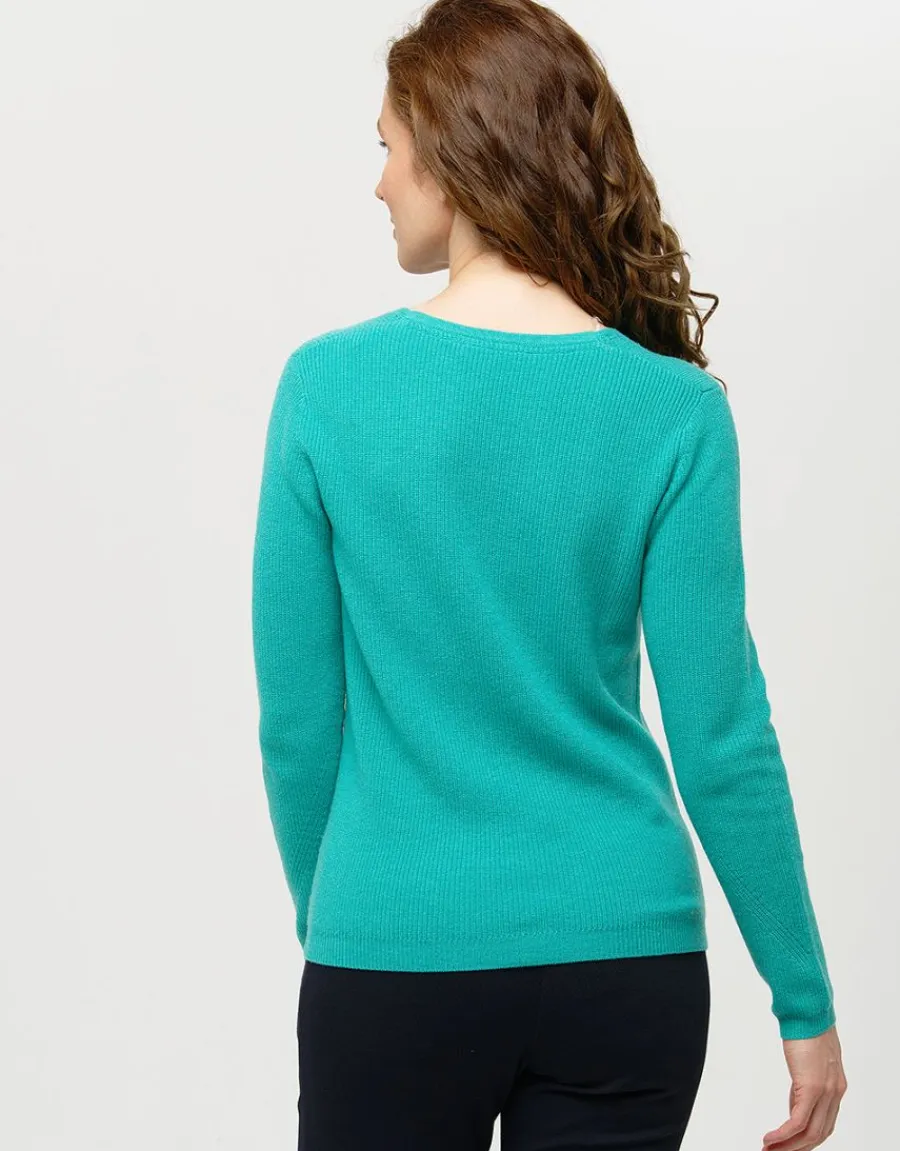 Christine Laure Pulls|Maille*Pull vert laine cachemire