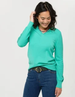 Christine Laure Pulls|Maille*Pull vert menthe col polo