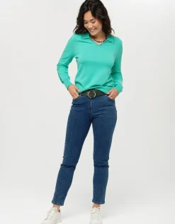 Christine Laure Pulls|Maille*Pull vert menthe col polo