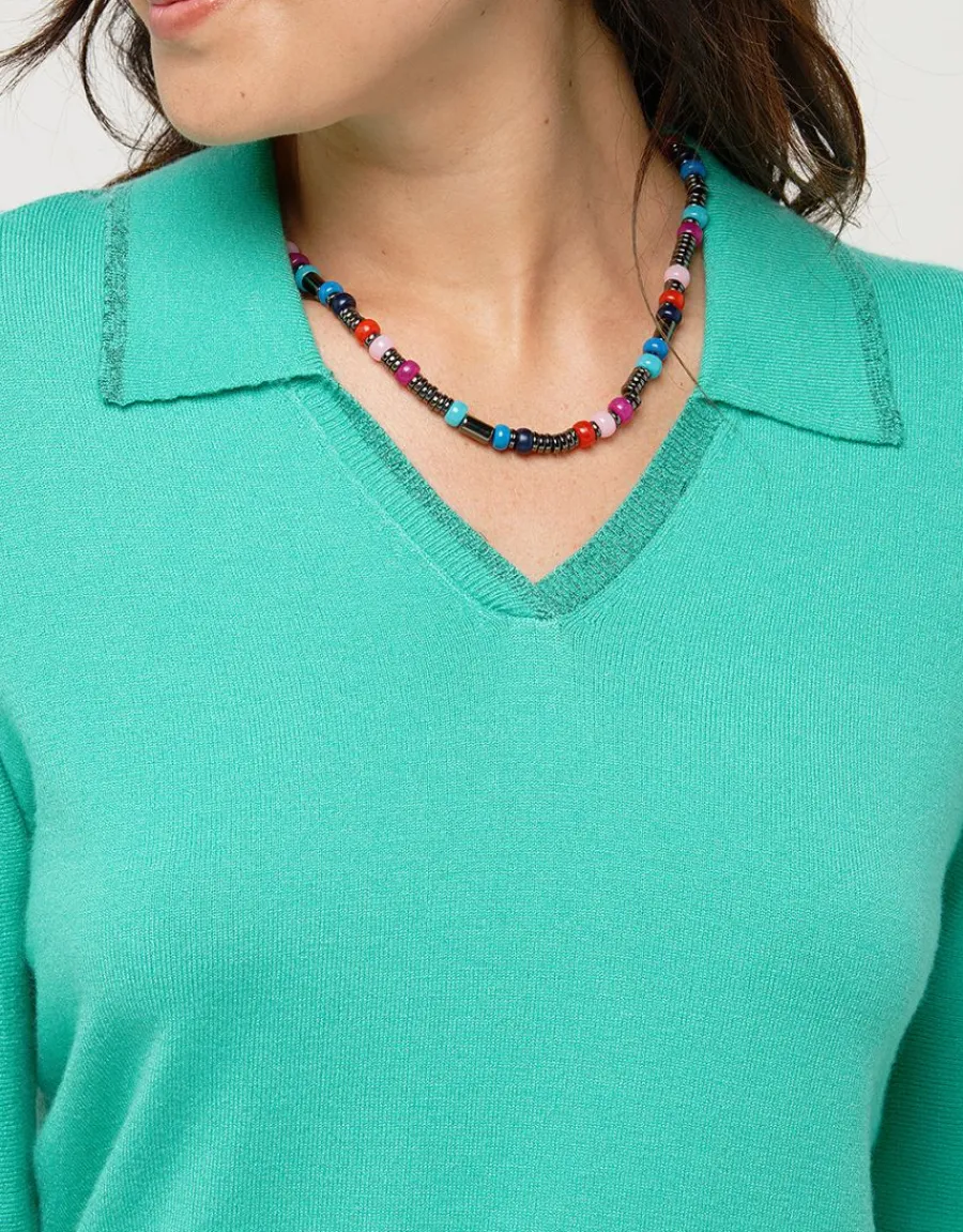 Christine Laure Pulls|Maille*Pull vert menthe col polo