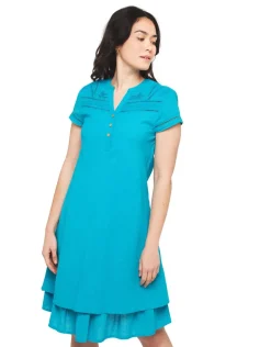 Christine Laure Robes|Robes & Jupes*Robe ajourée bleu coton