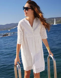 Christine Laure Robes|Robes & Jupes*Robe blanche broderies