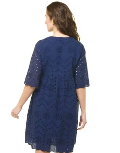 Christine Laure Robes|Robes & Jupes*Robe bleu broderies
